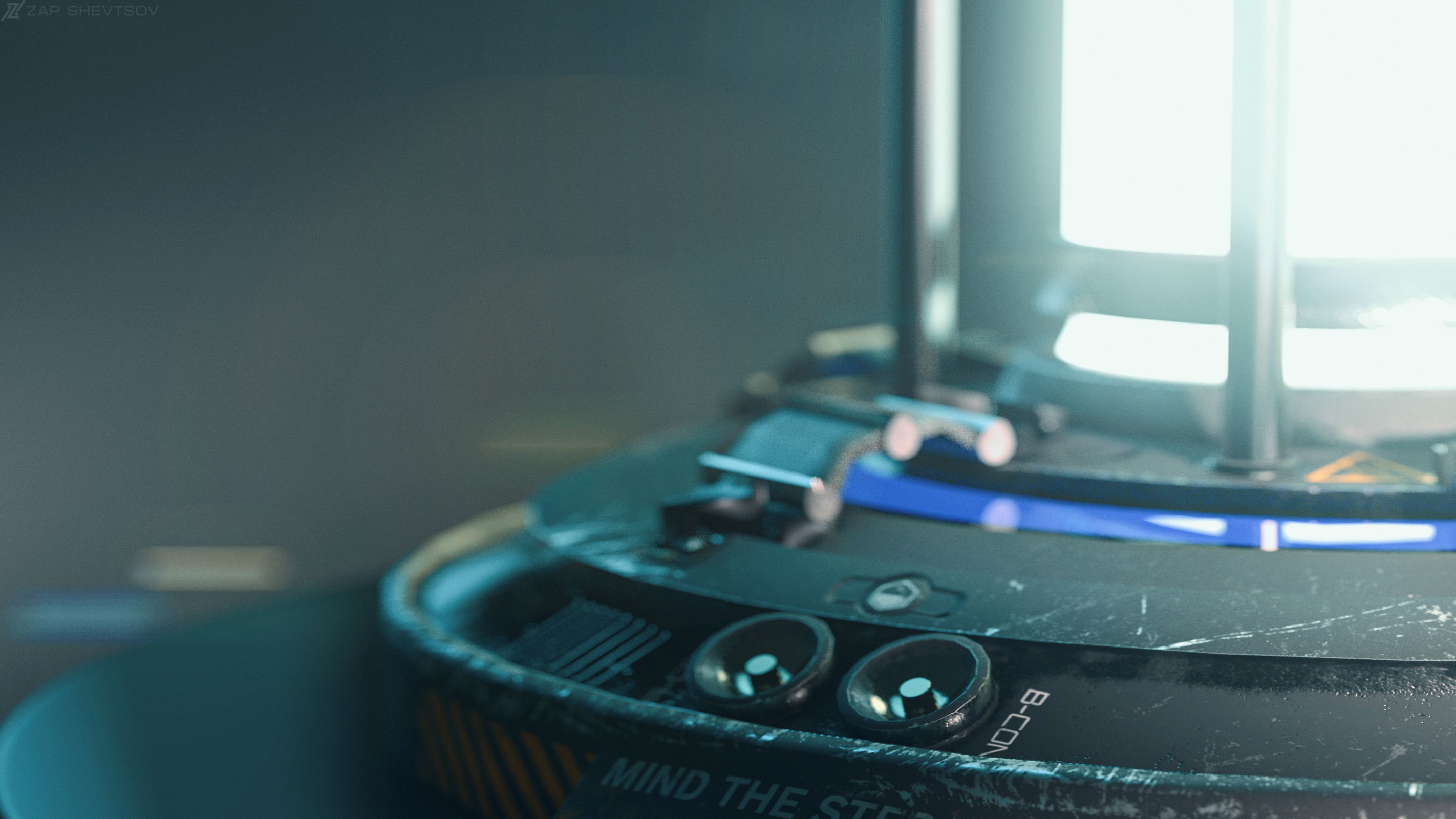 Hi-tech Cyberpunk Sci-Fi Lamp or  Generator Low-poly 3D model_2