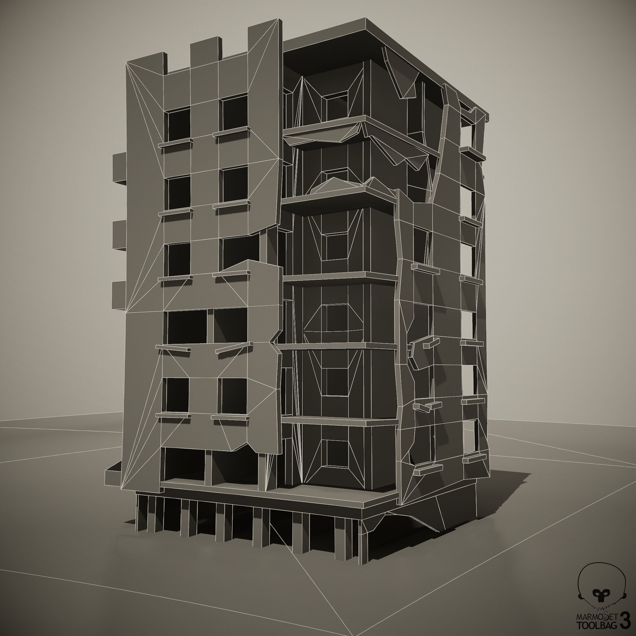 Ruined Houses Low-poly 3D model Pack Low-poly 3D model_14