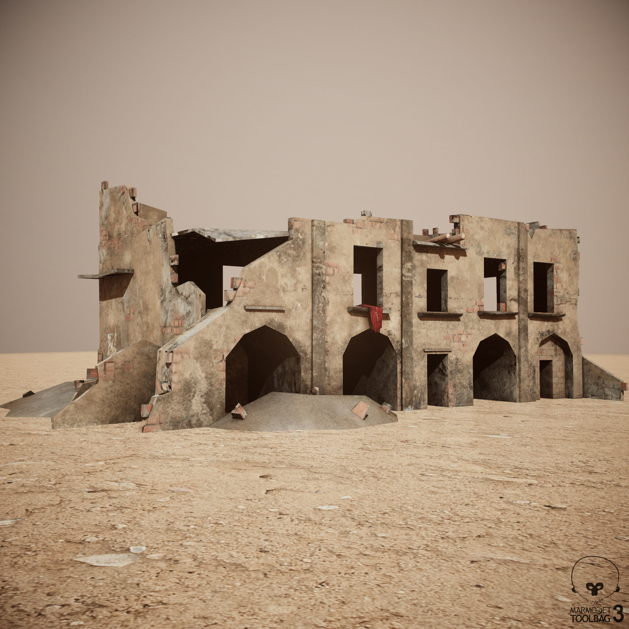 Ruined Houses Low-poly 3D model Pack Low-poly 3D model_3