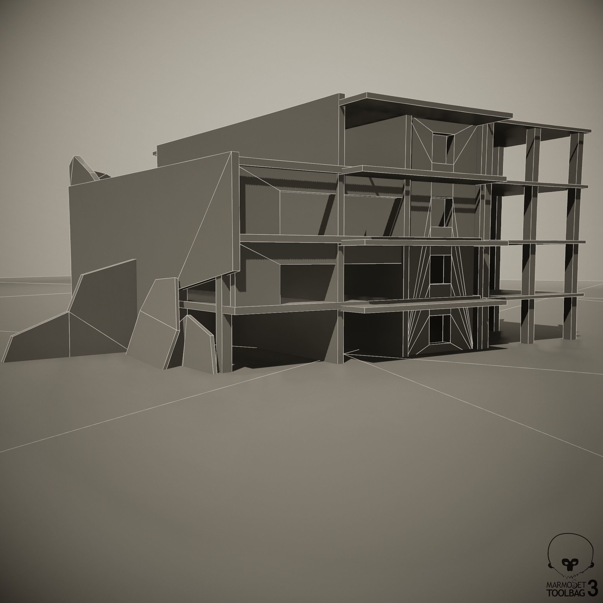 Ruined Houses Low-poly 3D model Pack Low-poly 3D model_16