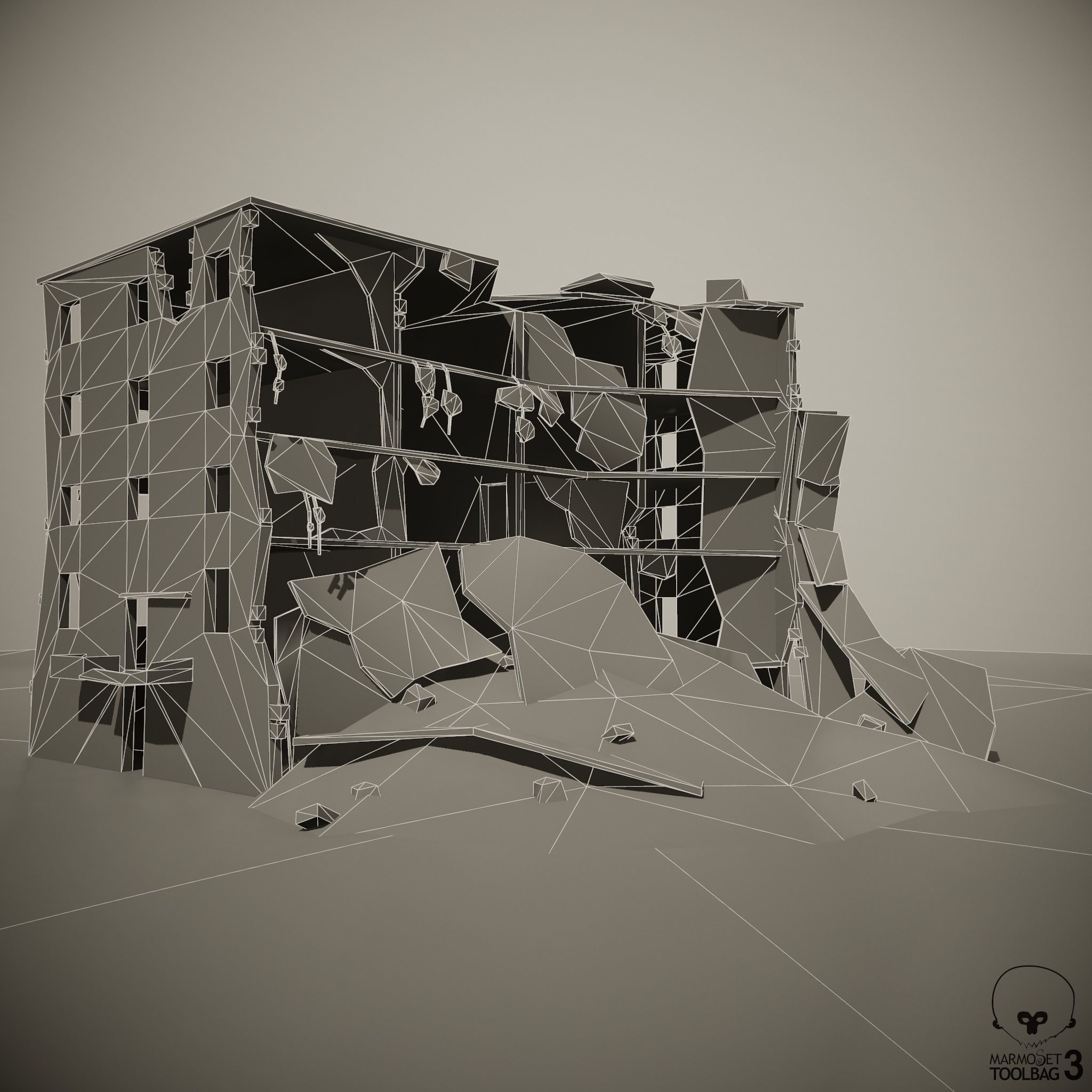 Ruined Houses Low-poly 3D model Pack Low-poly 3D model_12