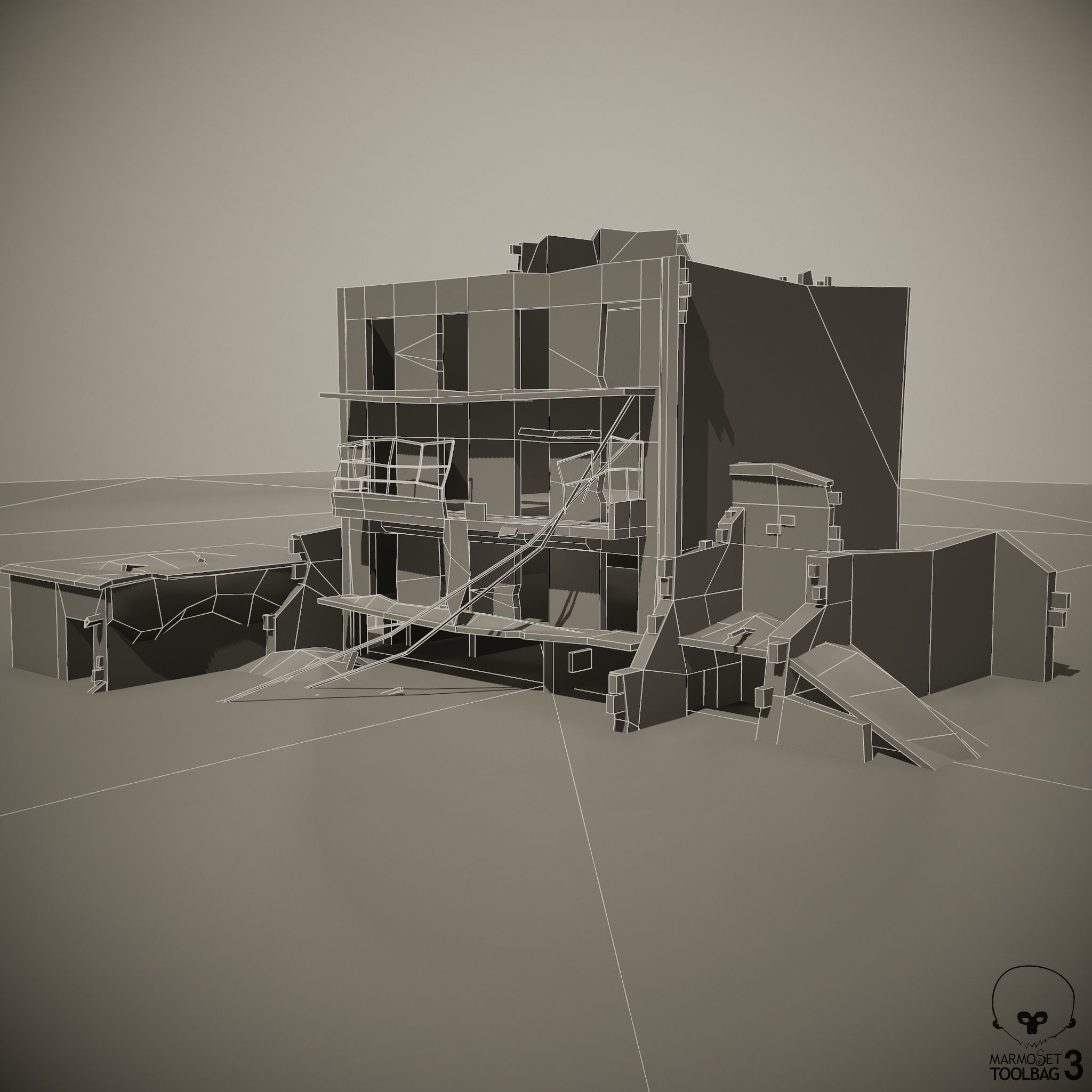Ruined Houses Low-poly 3D model Pack Low-poly 3D model_9