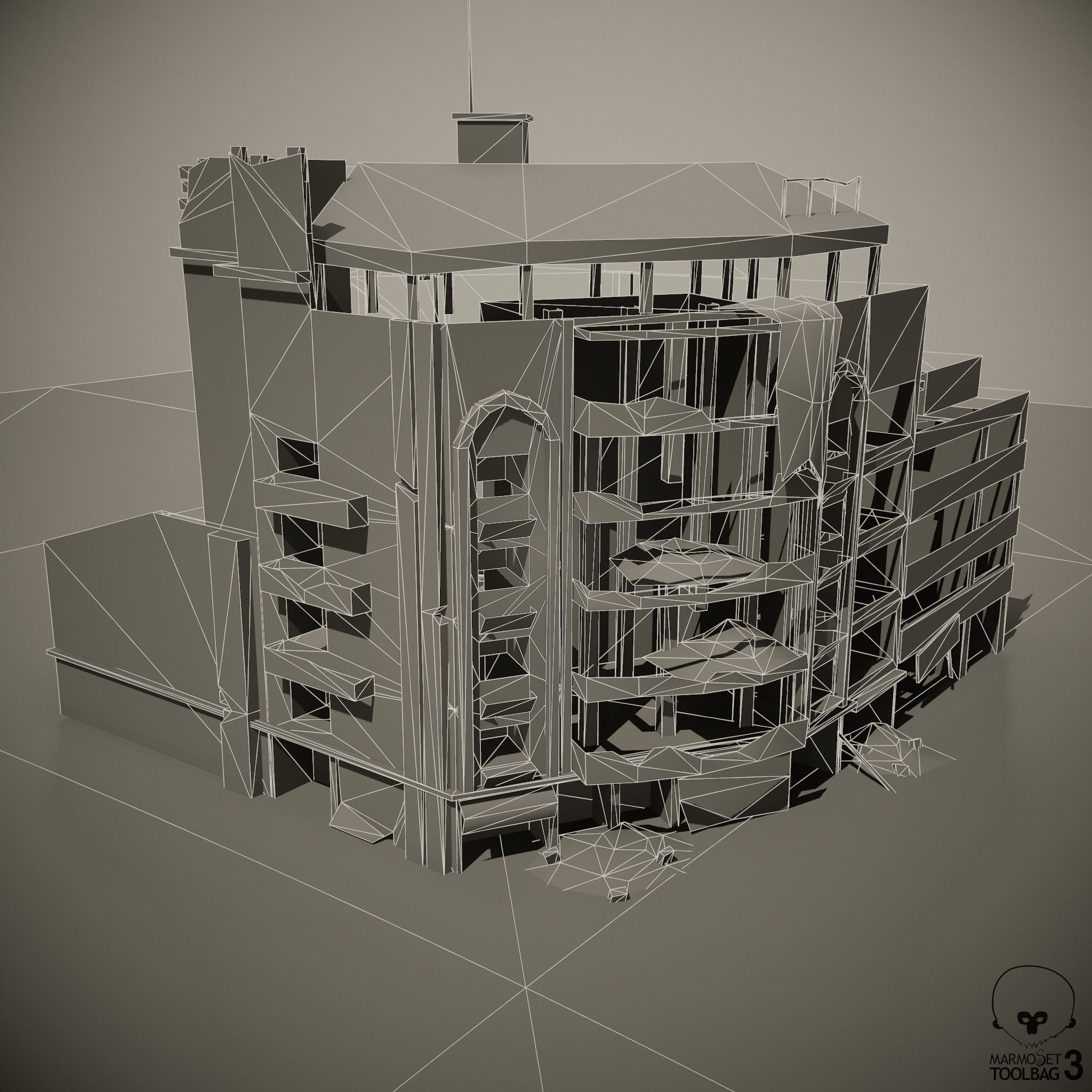 Ruined Houses Low-poly 3D model Pack Low-poly 3D model_11