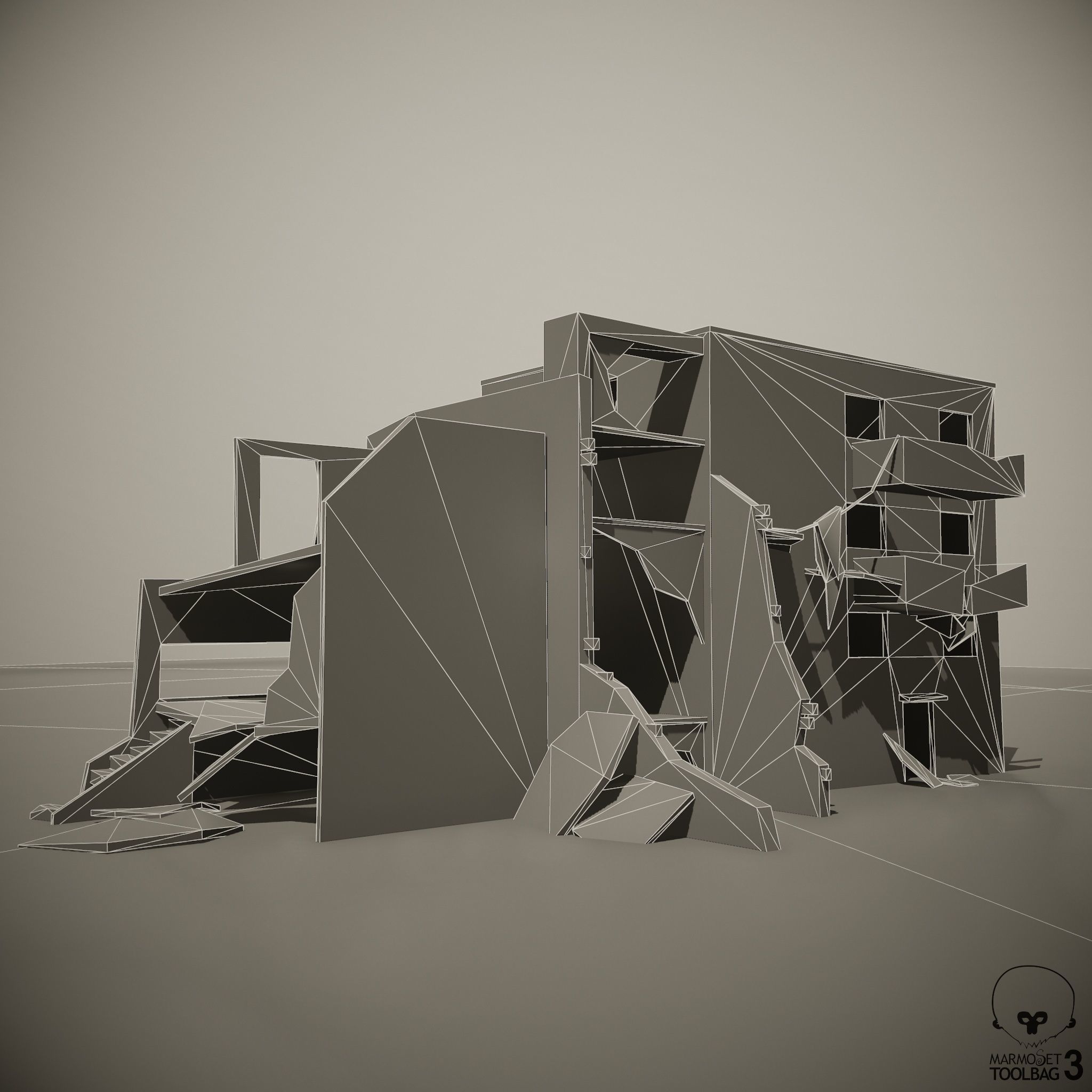 Ruined Houses Low-poly 3D model Pack Low-poly 3D model_13