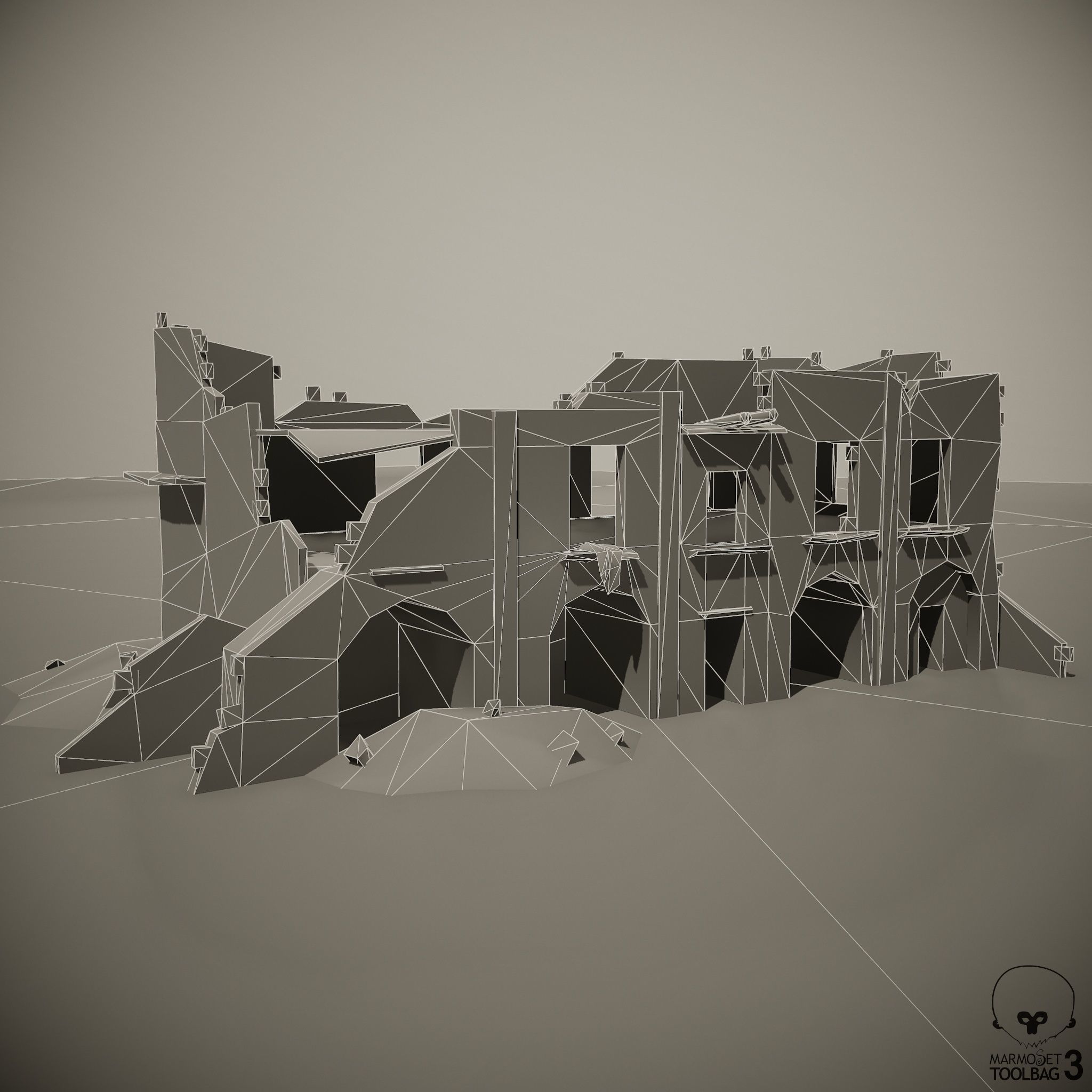 Ruined Houses Low-poly 3D model Pack Low-poly 3D model_10