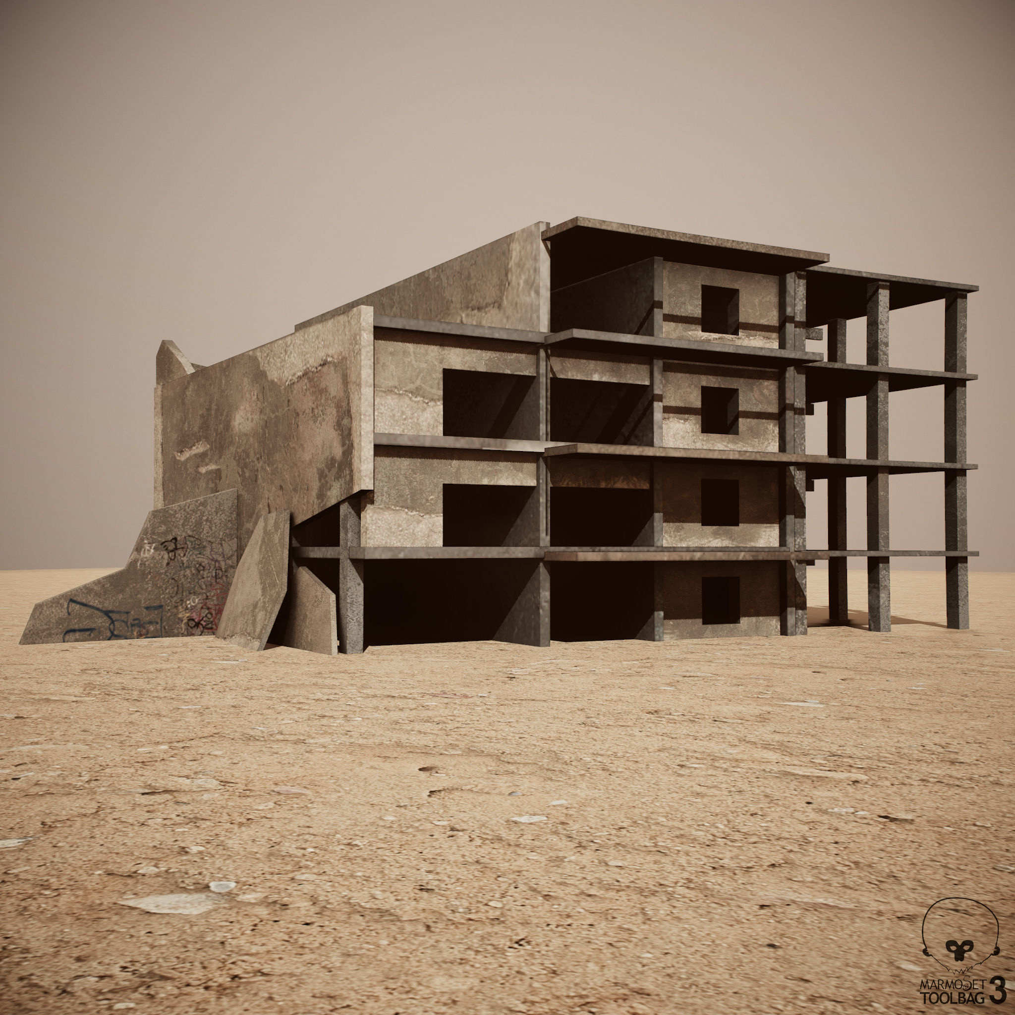 Ruined Houses Low-poly 3D model Pack Low-poly 3D model_7