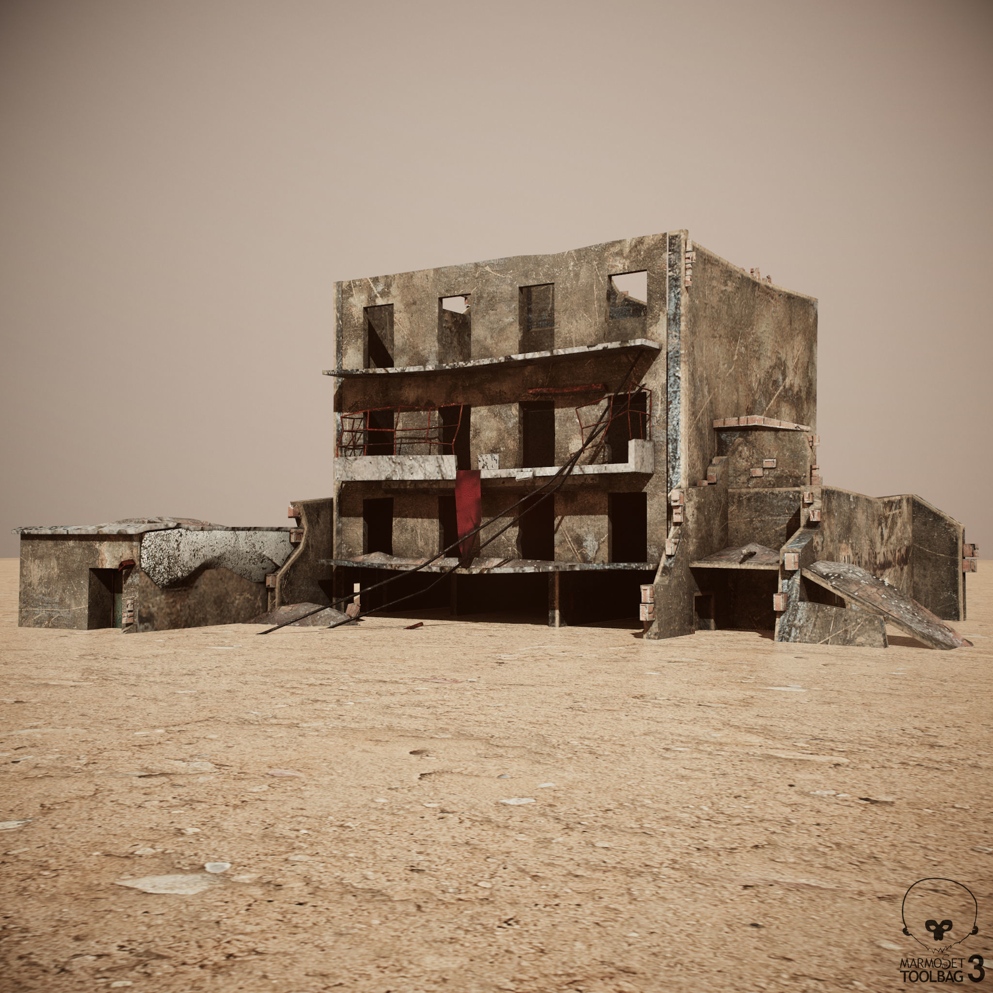 Ruined Houses Low-poly 3D model Pack Low-poly 3D model_1