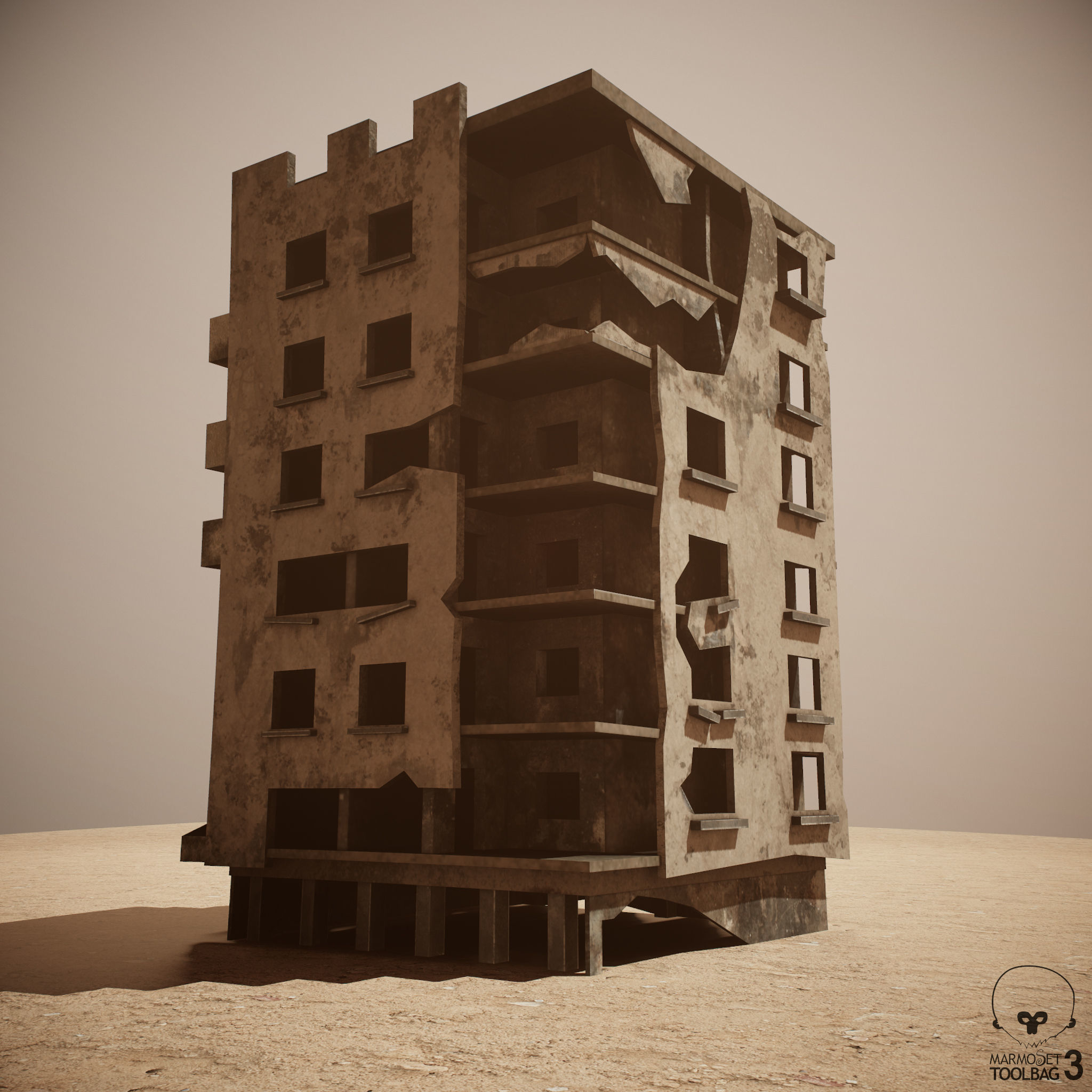 Ruined Houses Low-poly 3D model Pack Low-poly 3D model_8
