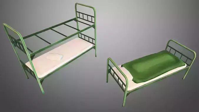 Military Beds Low-poly 3D model