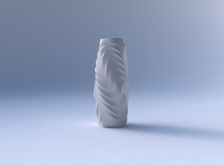 Vase twisted arc hexagon  with curved horizontal wavy sections 3D print model_4