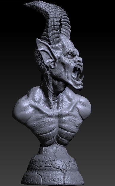Demon bust 3D print model_3