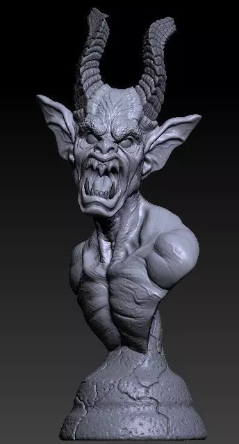 Demon bust 3D print model_0