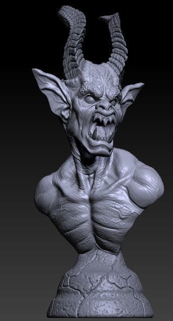 Demon bust 3D print model_2