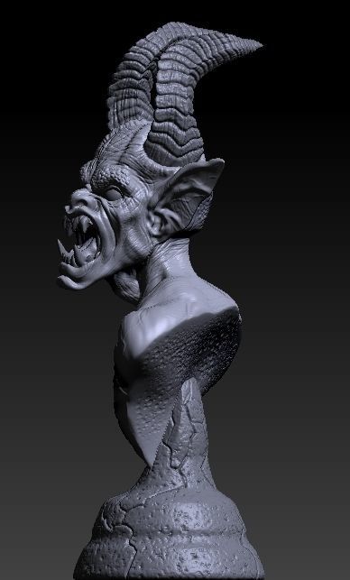 Demon bust 3D print model_6