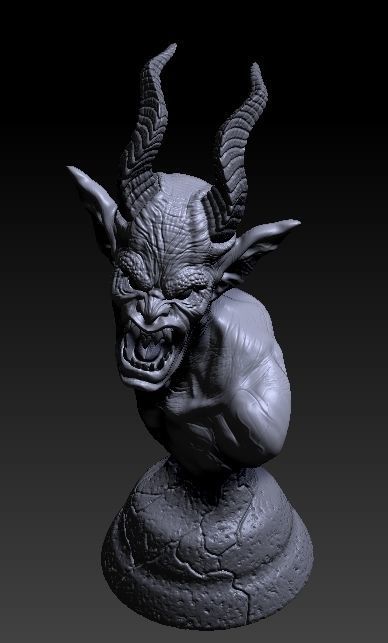 Demon bust 3D print model_7