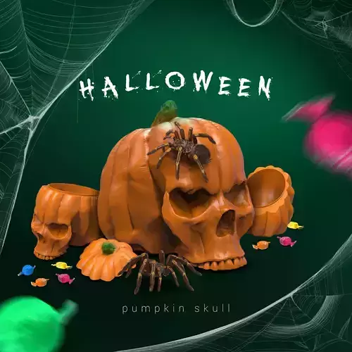 PUMPKIN SKULL-HALLOWEEN DECOR-CANDY BOX 3D print model