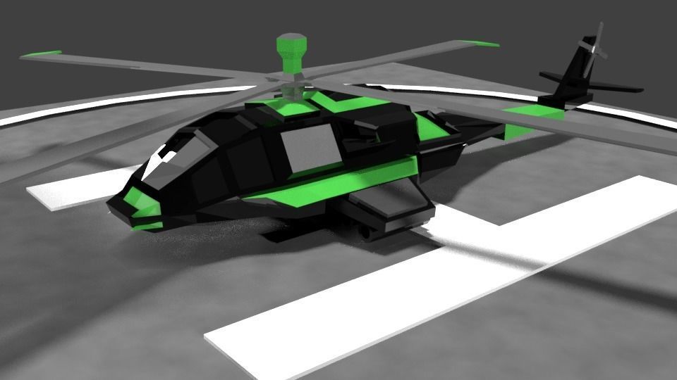 Low Poly Helicopter Low-poly 3D model_1