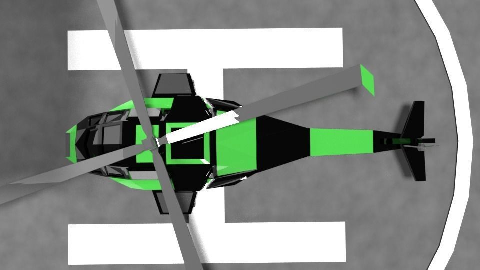 Low Poly Helicopter Low-poly 3D model_3