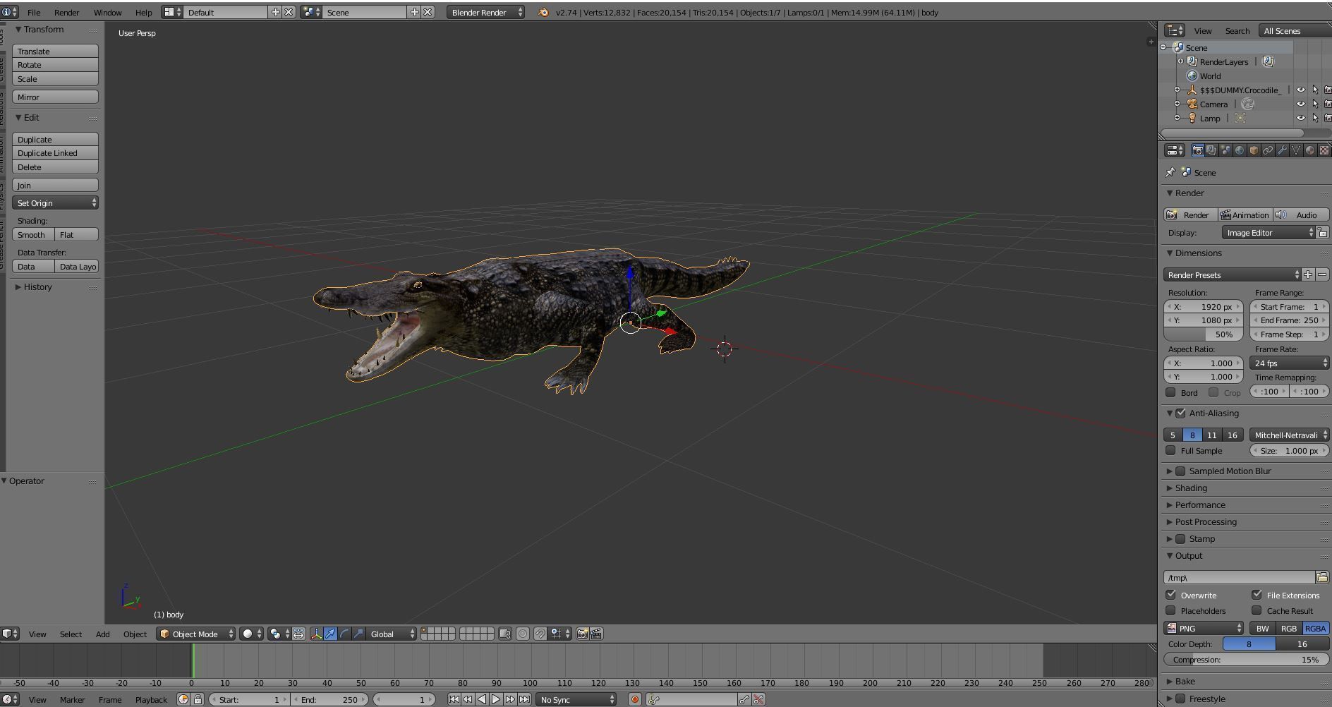 3D Low poly Wild Crocodile Rigged  Low-poly 3D model_23