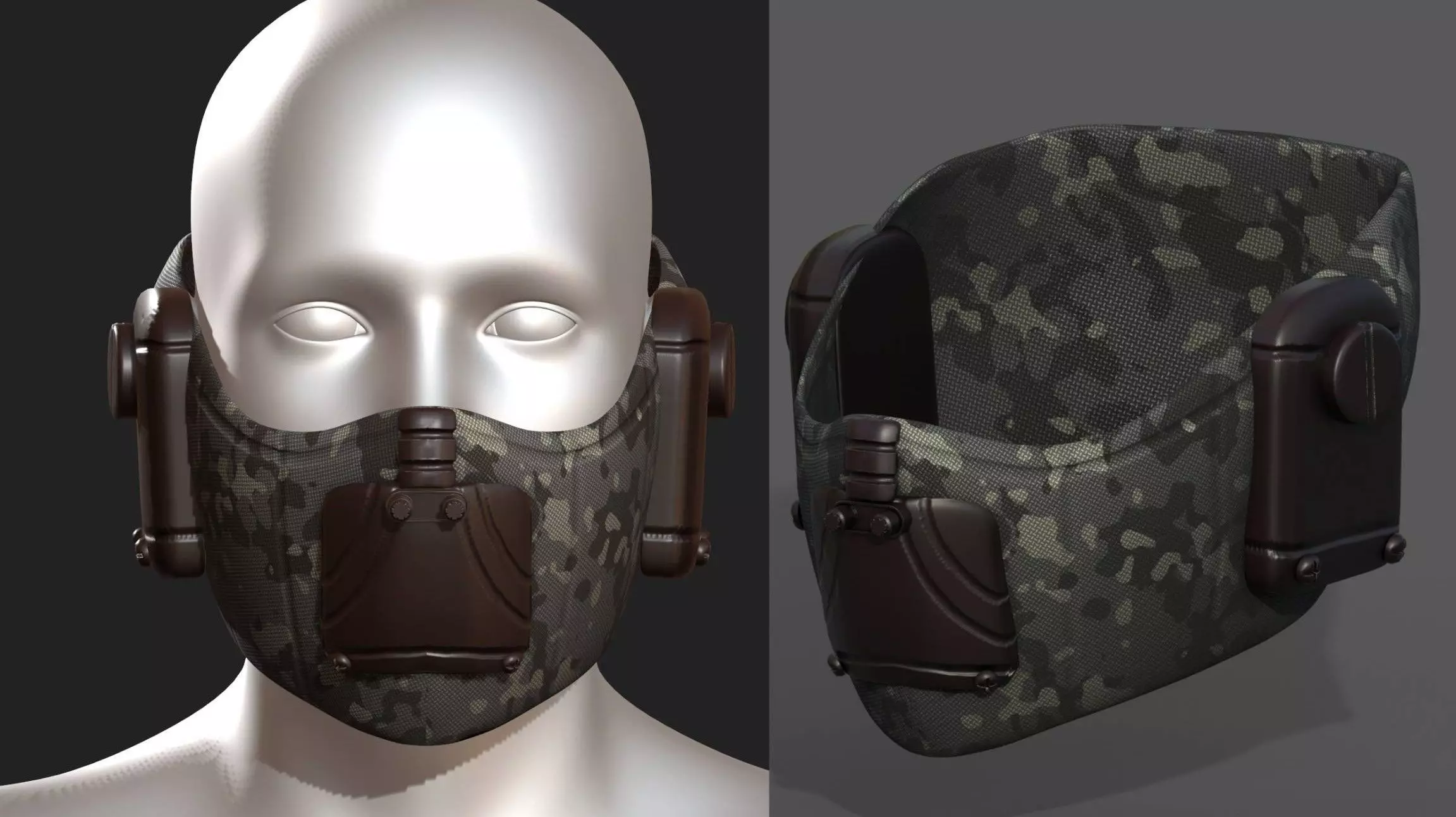 Gas mask respirator scifi futuristic  Low-poly 3D model_0