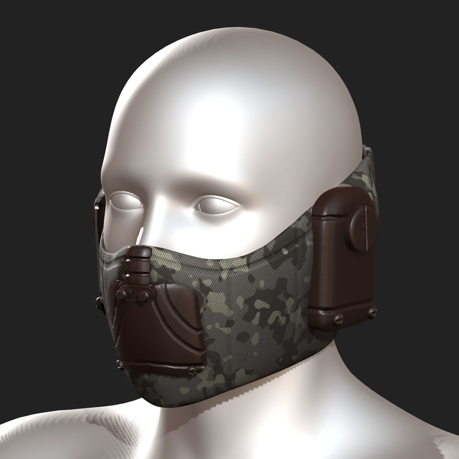 Gas mask respirator scifi futuristic  Low-poly 3D model_1