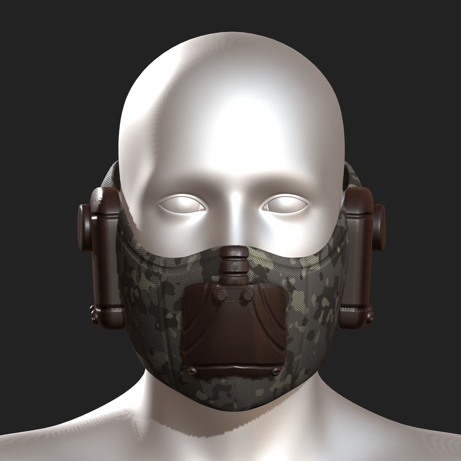 Gas mask respirator scifi futuristic  Low-poly 3D model_2
