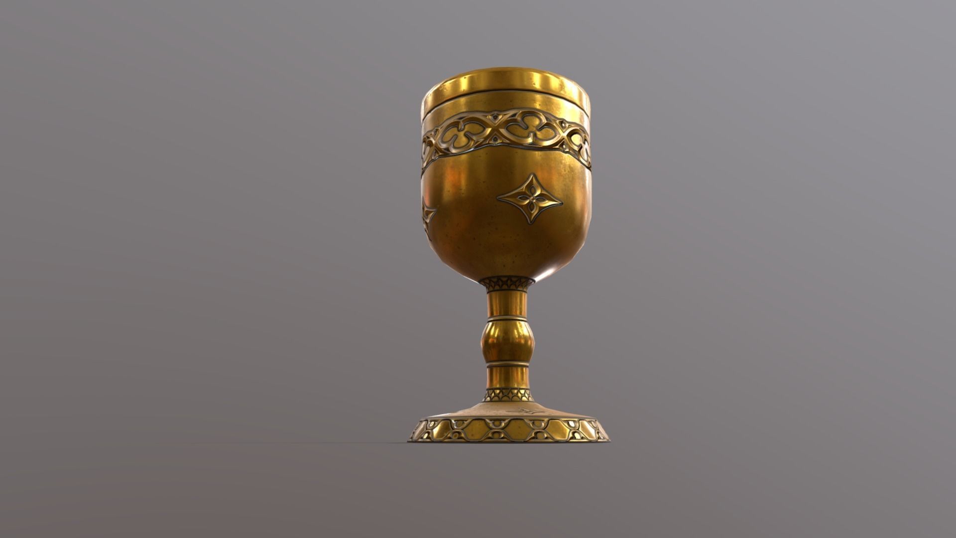 Golden Goblet 3D model_1