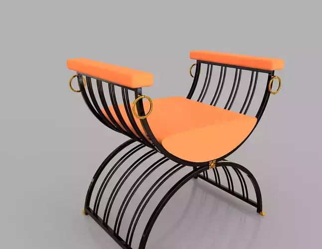 Armchair metal and leather roman style 3D model