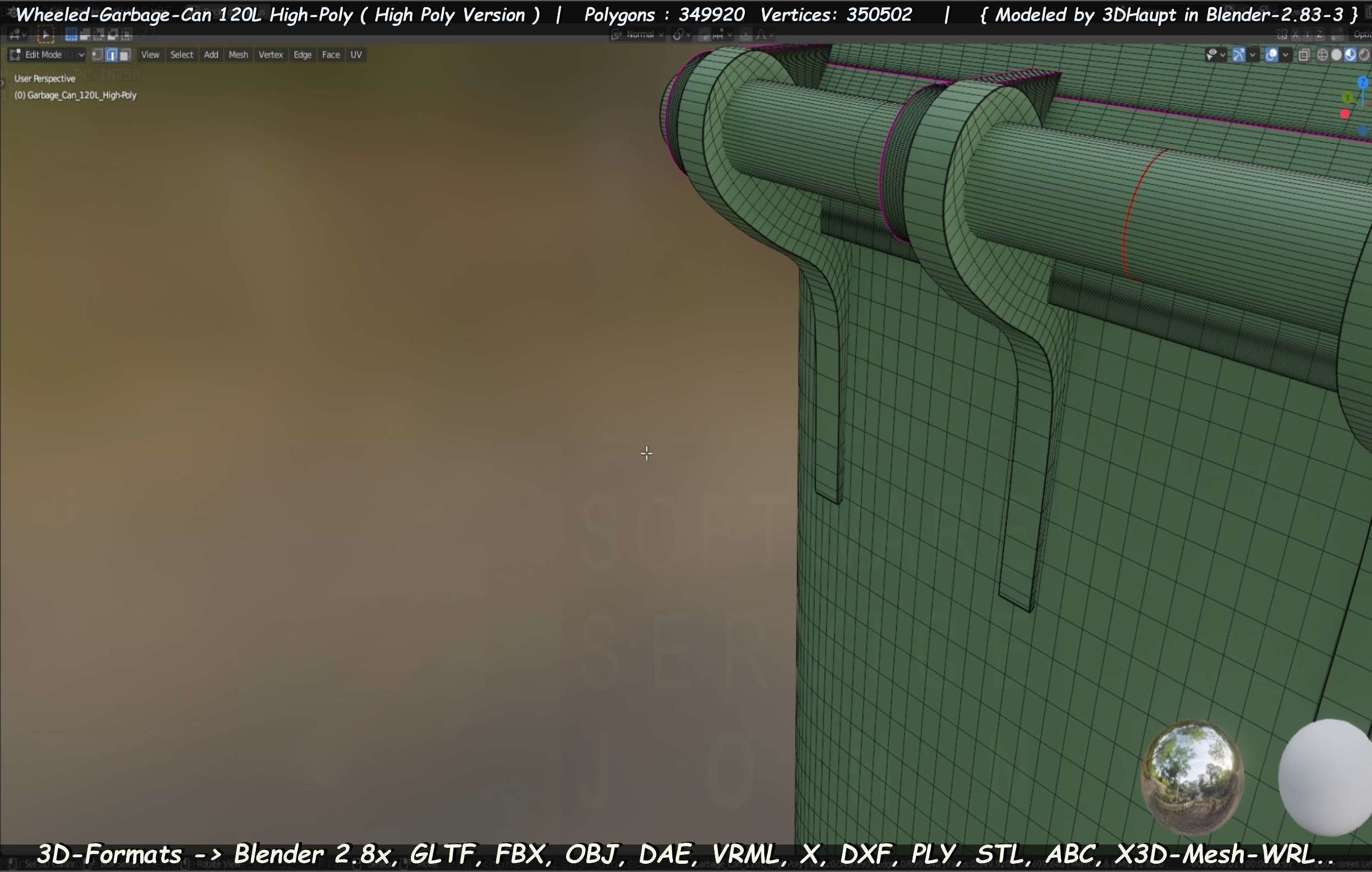 Wheeled-Garbage-Can 120L High-Poly 3D model_90