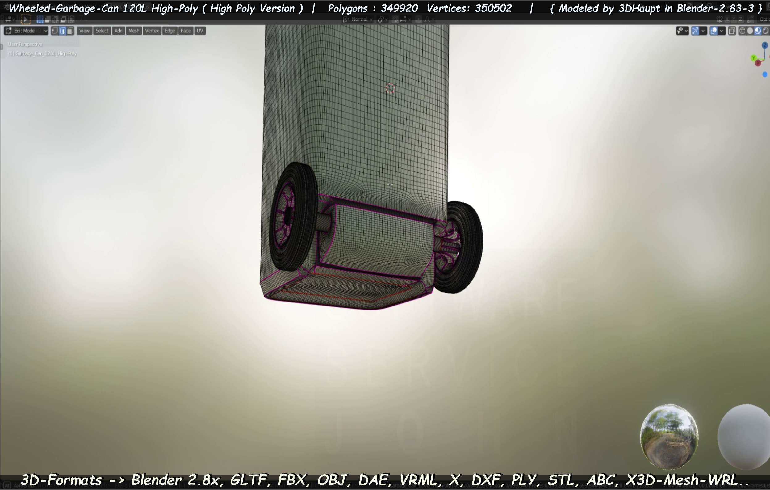 Wheeled-Garbage-Can 120L High-Poly 3D model_97