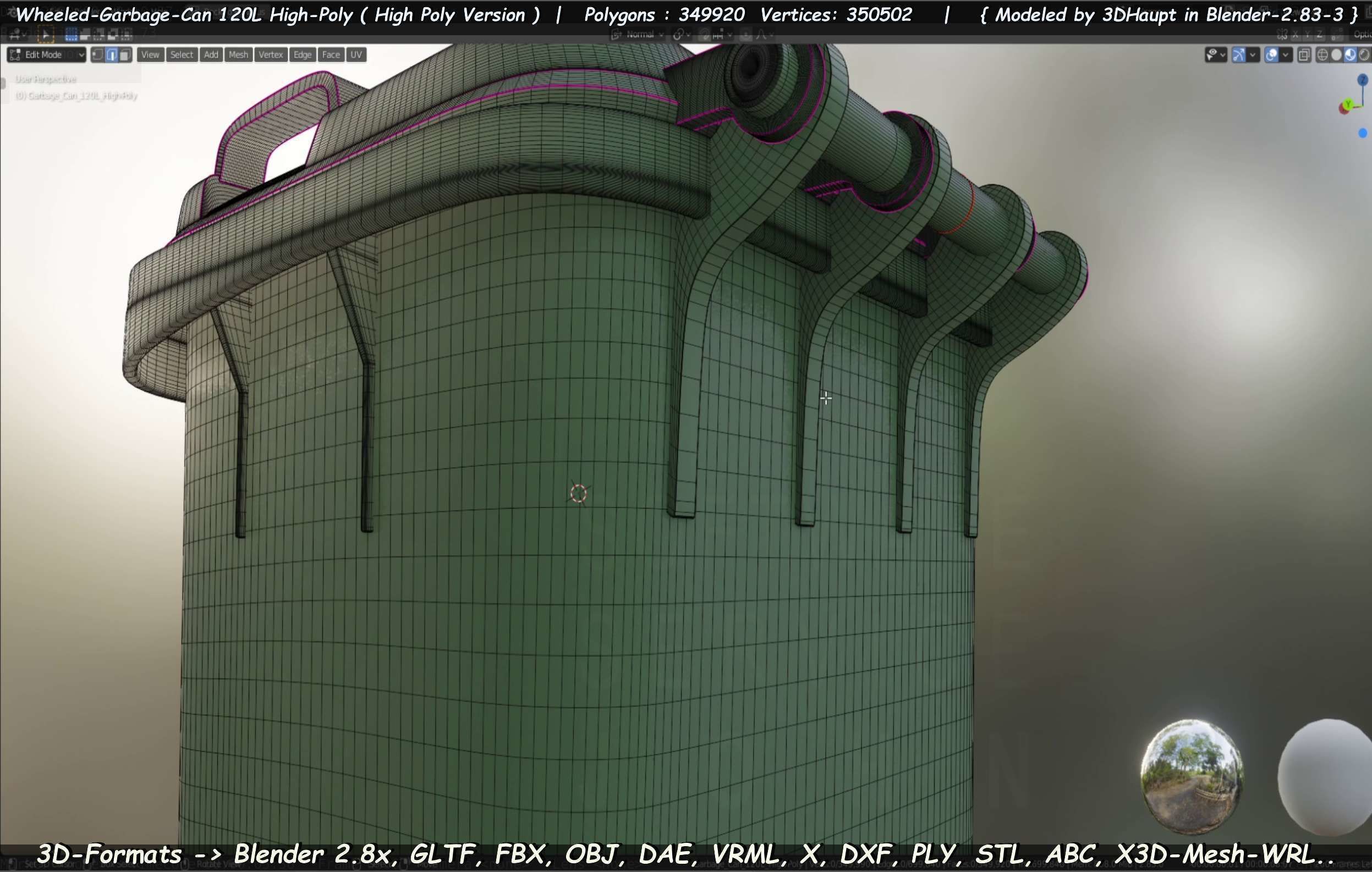 Wheeled-Garbage-Can 120L High-Poly 3D model_91