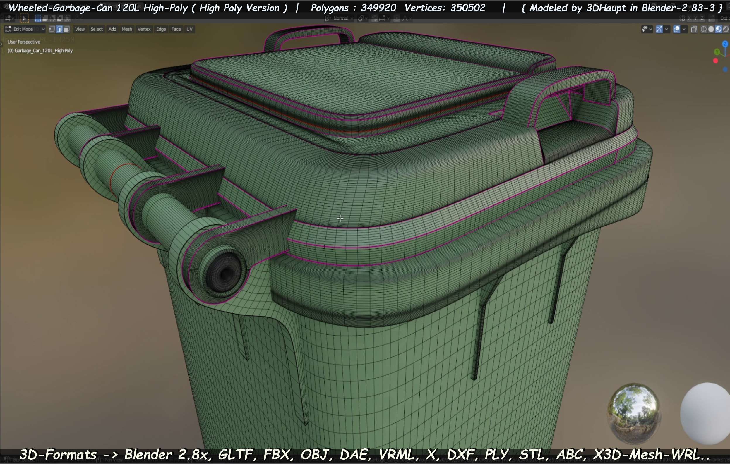 Wheeled-Garbage-Can 120L High-Poly 3D model_92