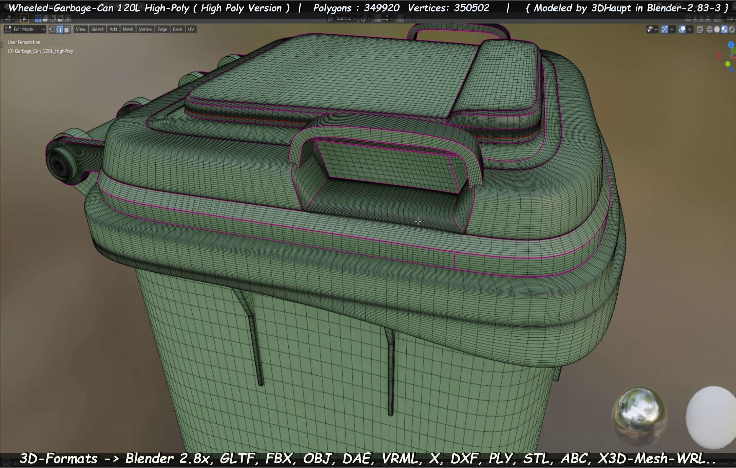Wheeled-Garbage-Can 120L High-Poly 3D model_93