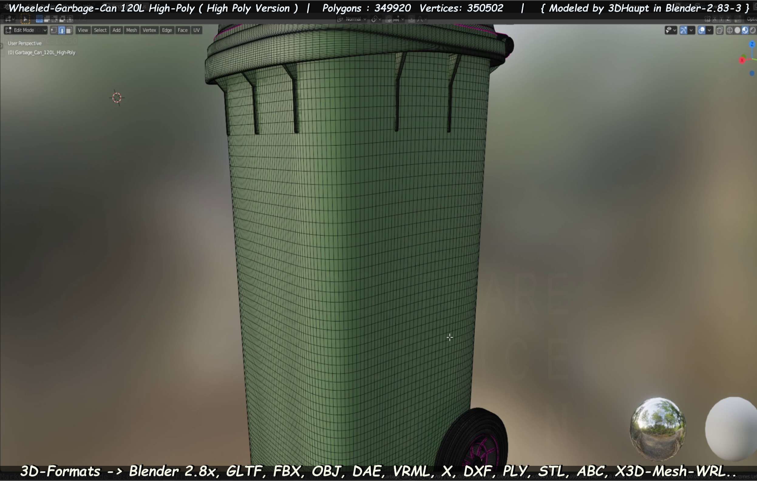 Wheeled-Garbage-Can 120L High-Poly 3D model_98