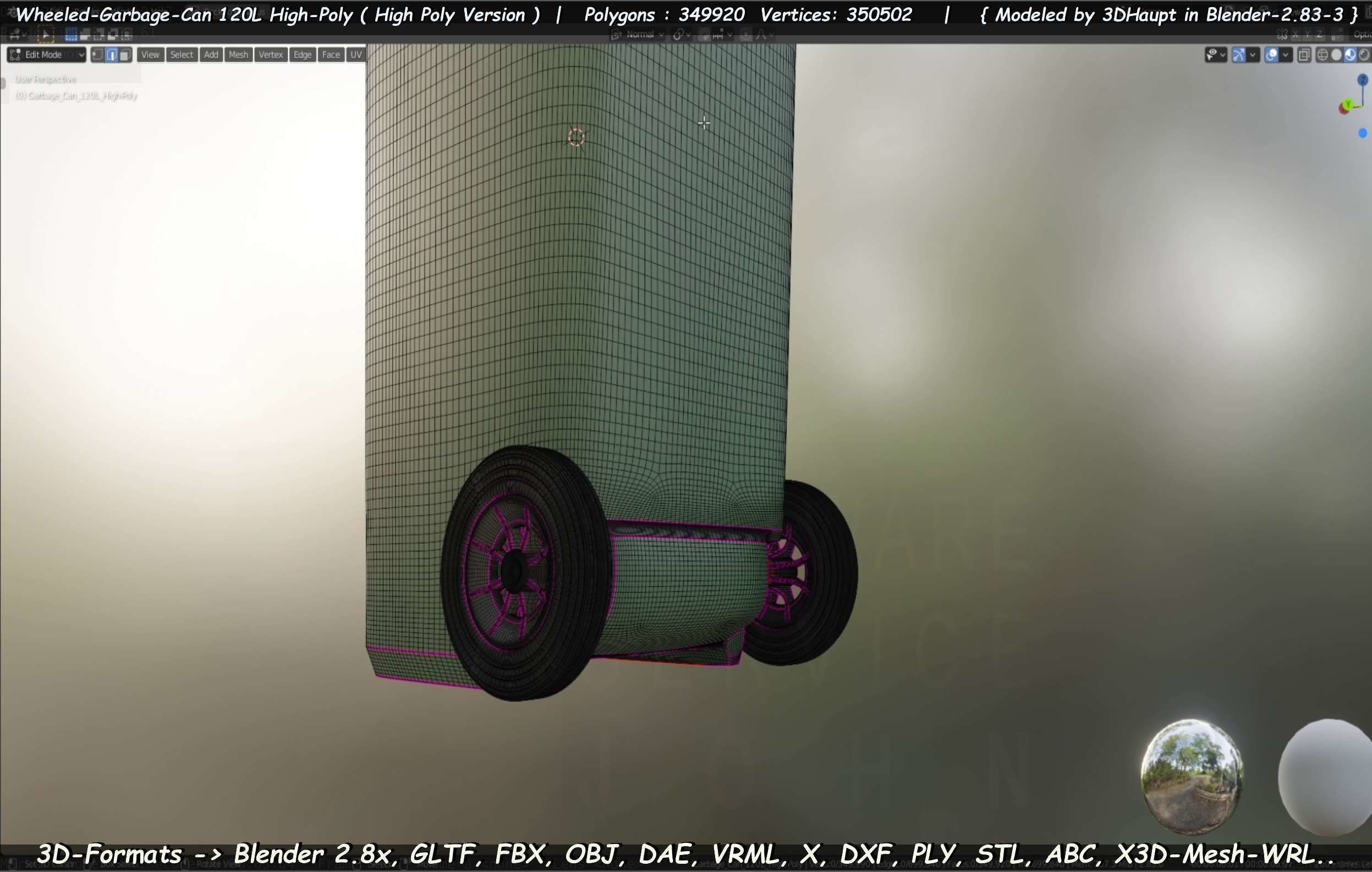 Wheeled-Garbage-Can 120L High-Poly 3D model_13