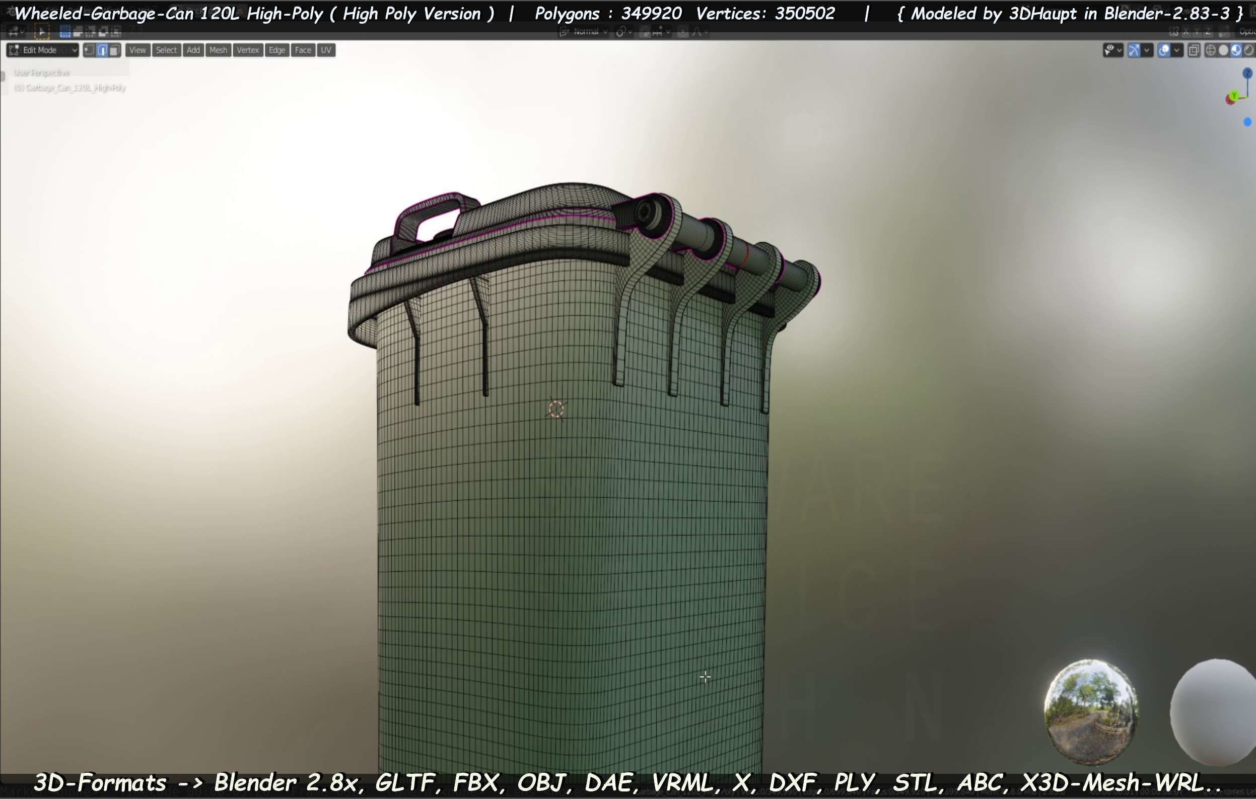 Wheeled-Garbage-Can 120L High-Poly 3D model_88