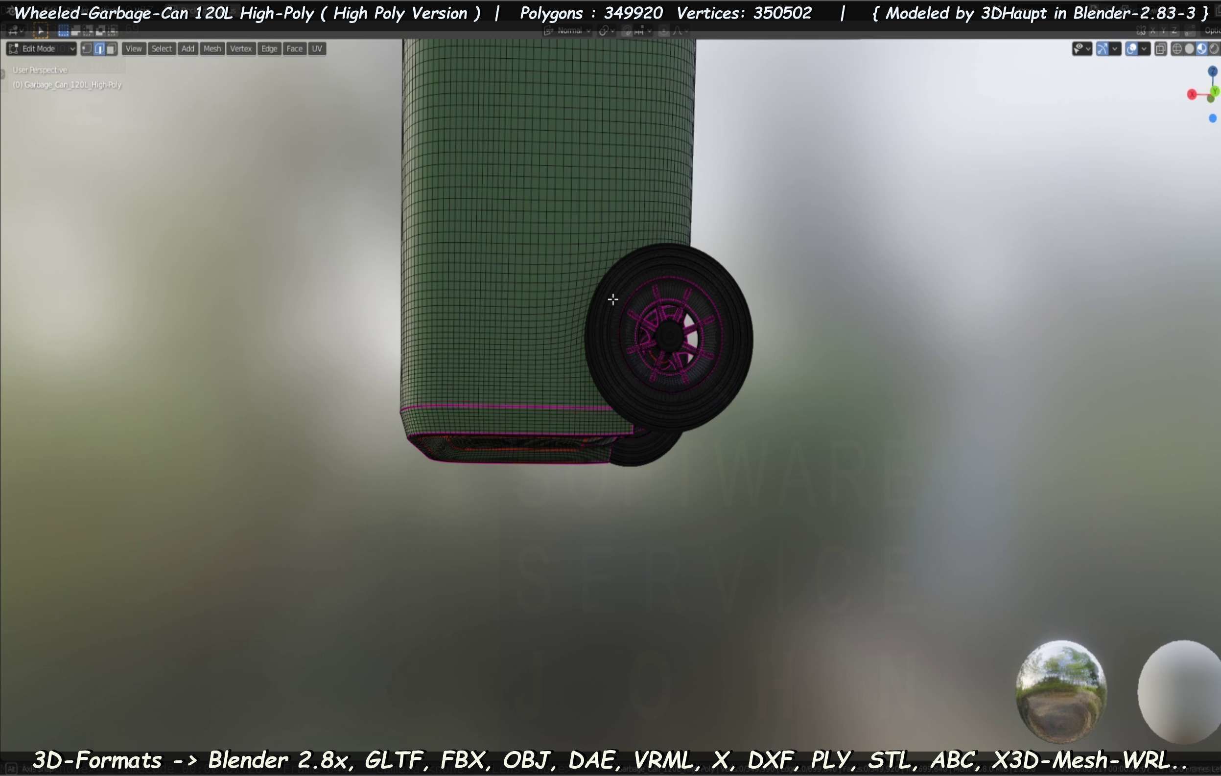 Wheeled-Garbage-Can 120L High-Poly 3D model_96