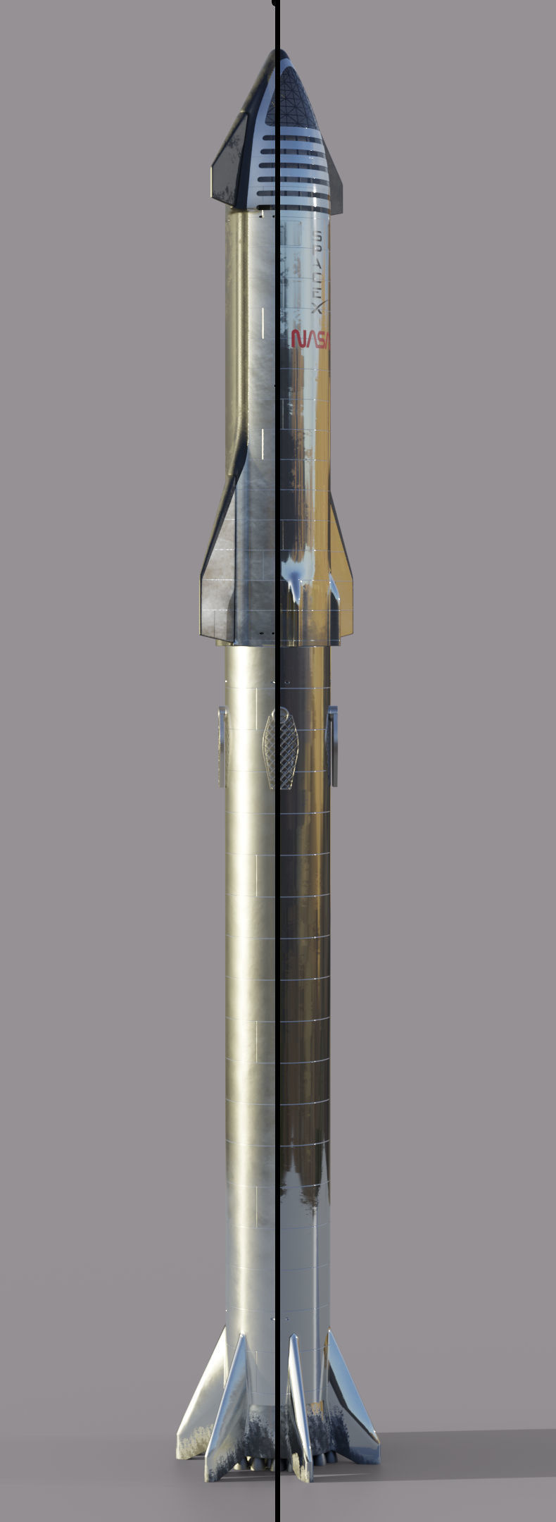 Starship and Super Heavy booster SpaceX 3D model_1