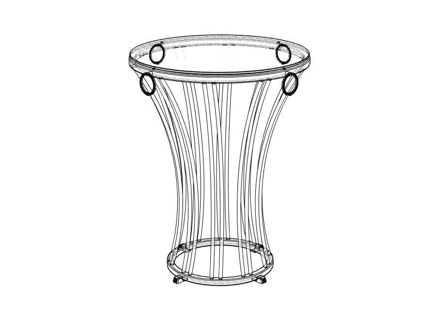 Round side table coffee table metal and glass 3D model_7