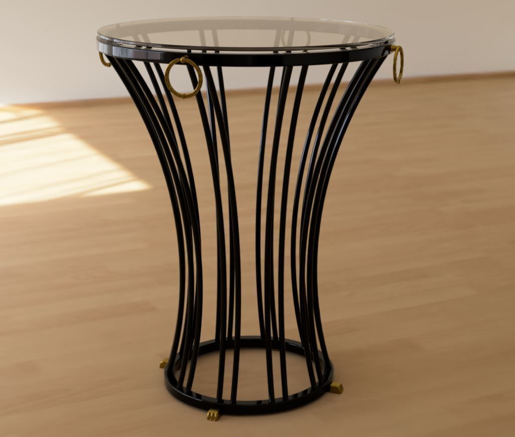 Round side table coffee table metal and glass 3D model_4