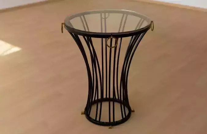 Round side table coffee table metal and glass 3D model