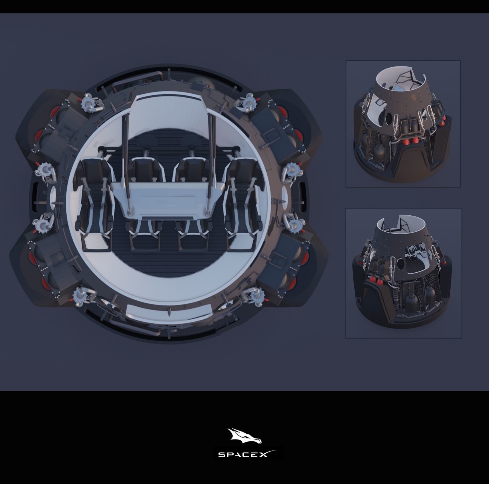 SpaceX Crew Dragon Capsule 3D print model 3D print model_7