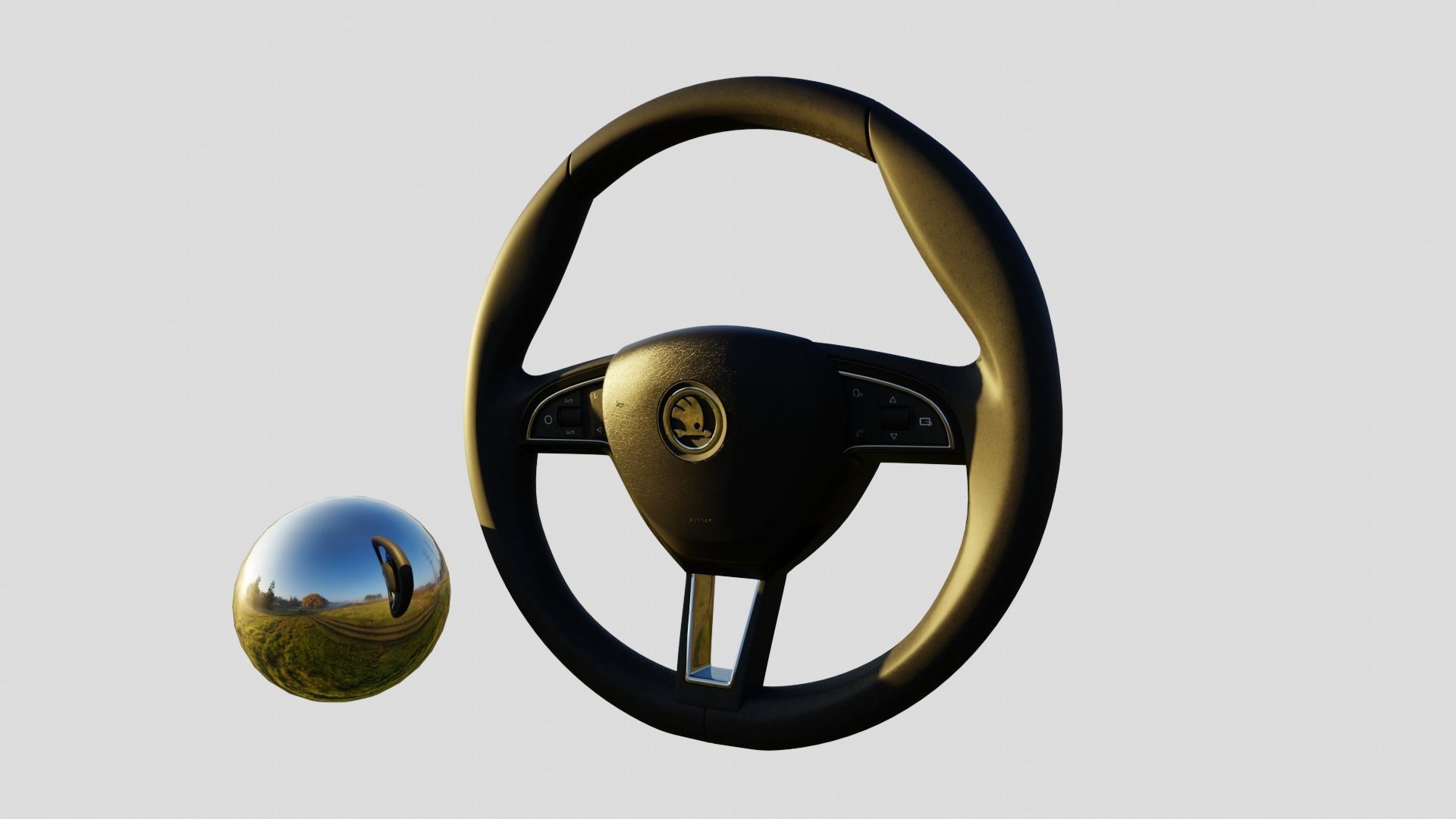 Skoda Steering Wheel 3D model_32