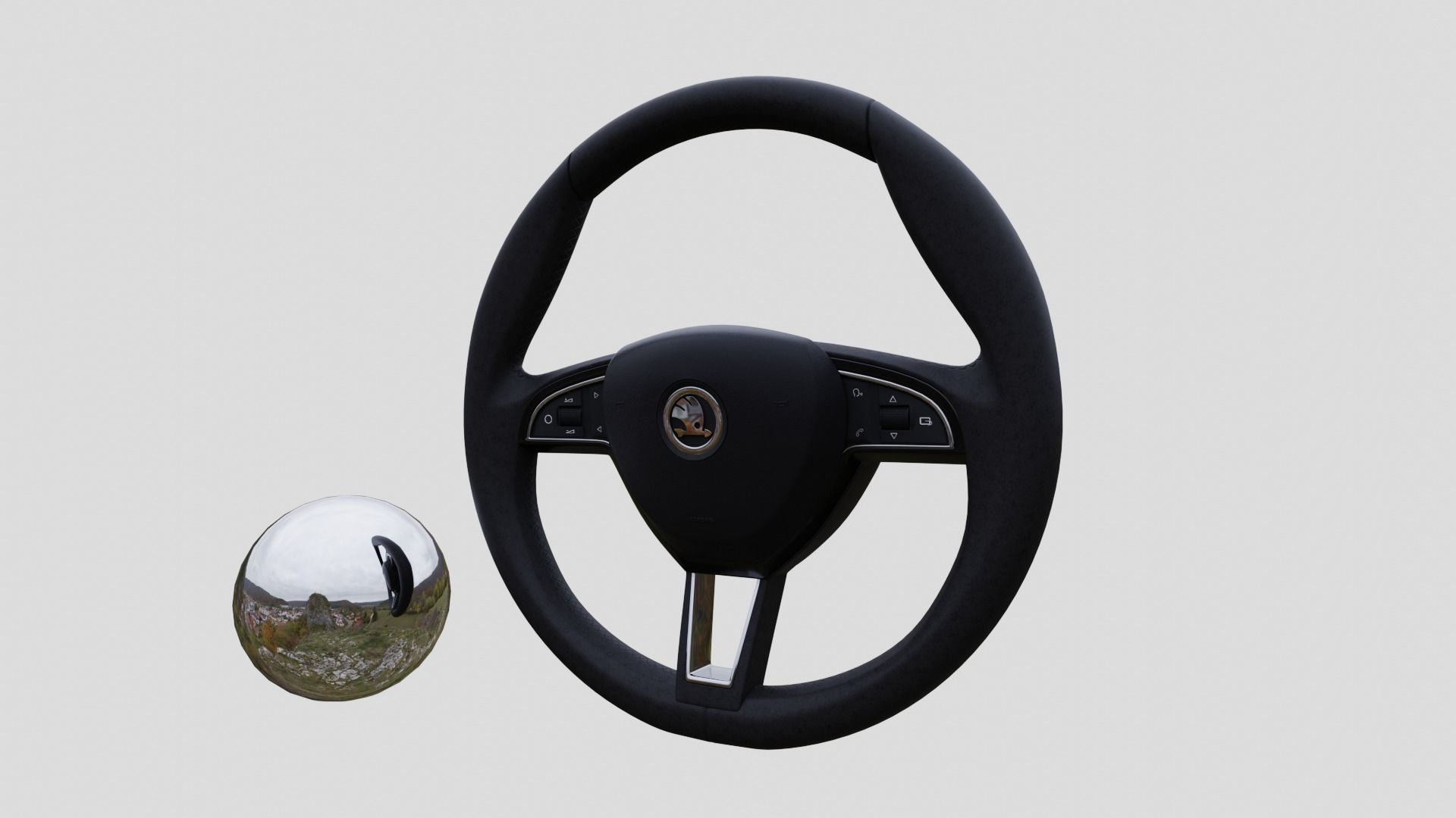 Skoda Steering Wheel 3D model_31