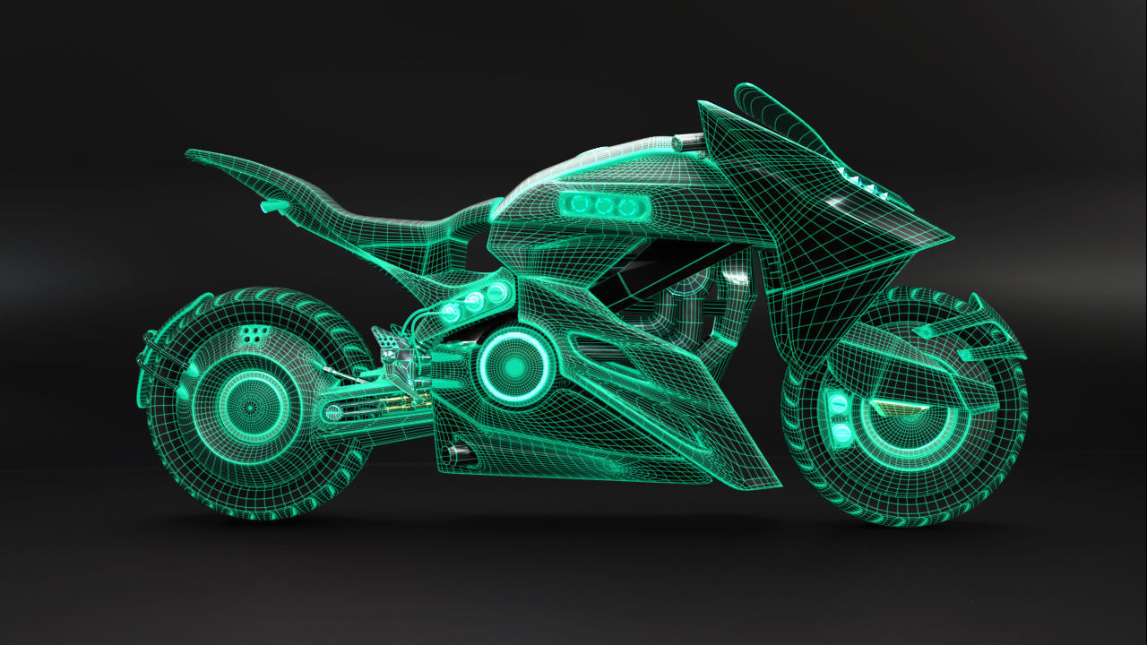 Sci Fi futuristic motorcycle 3D model_17