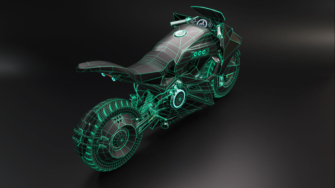Sci Fi futuristic motorcycle 3D model_32