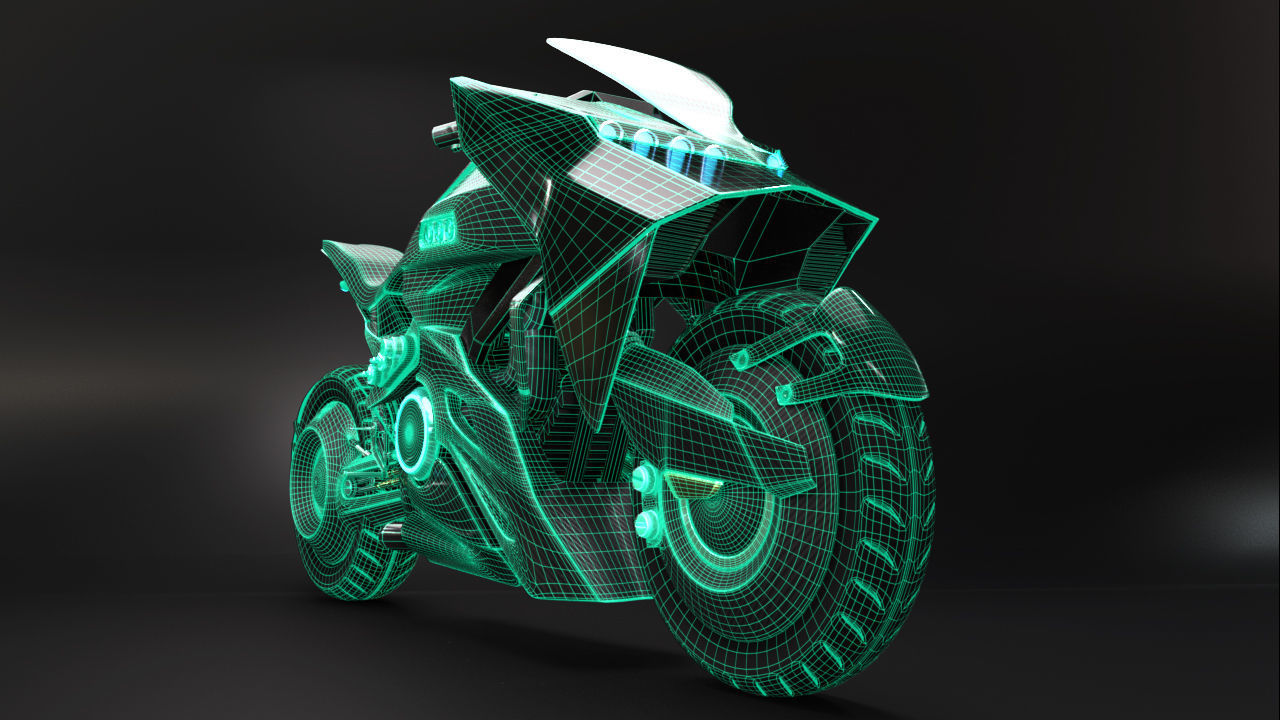 Sci Fi futuristic motorcycle 3D model_25