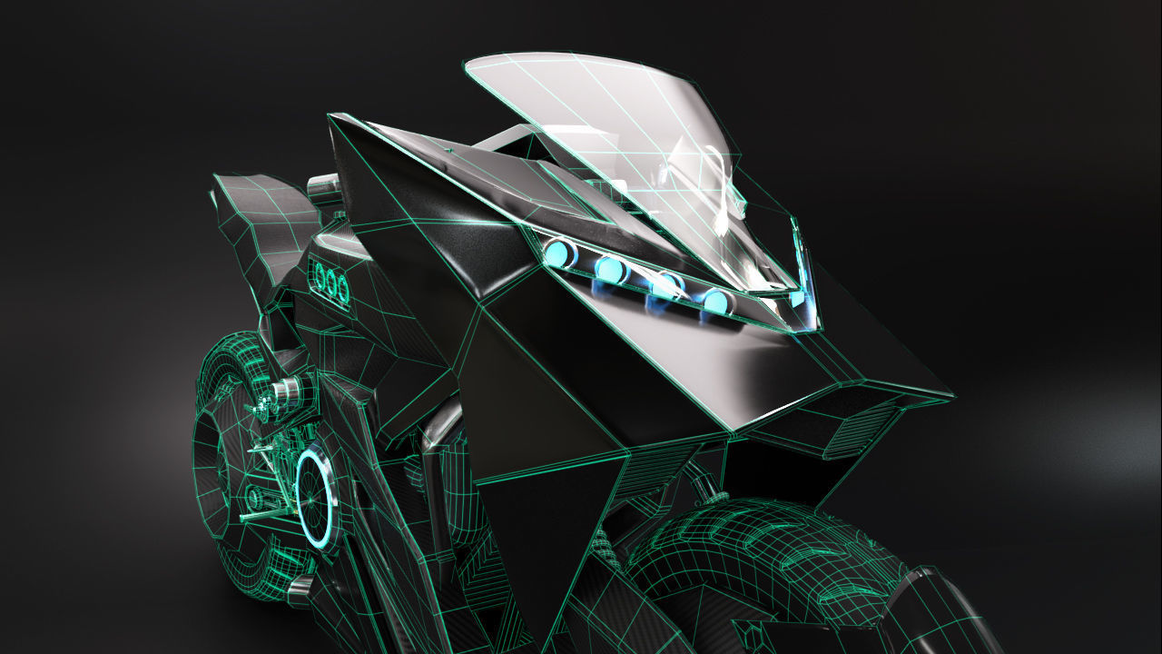 Sci Fi futuristic motorcycle 3D model_29