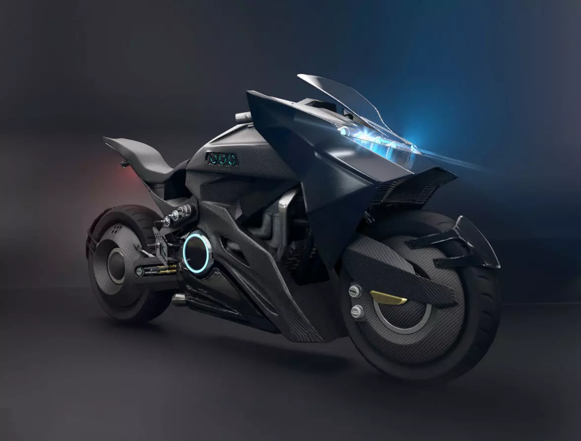 Sci Fi futuristic motorcycle 3D model_0