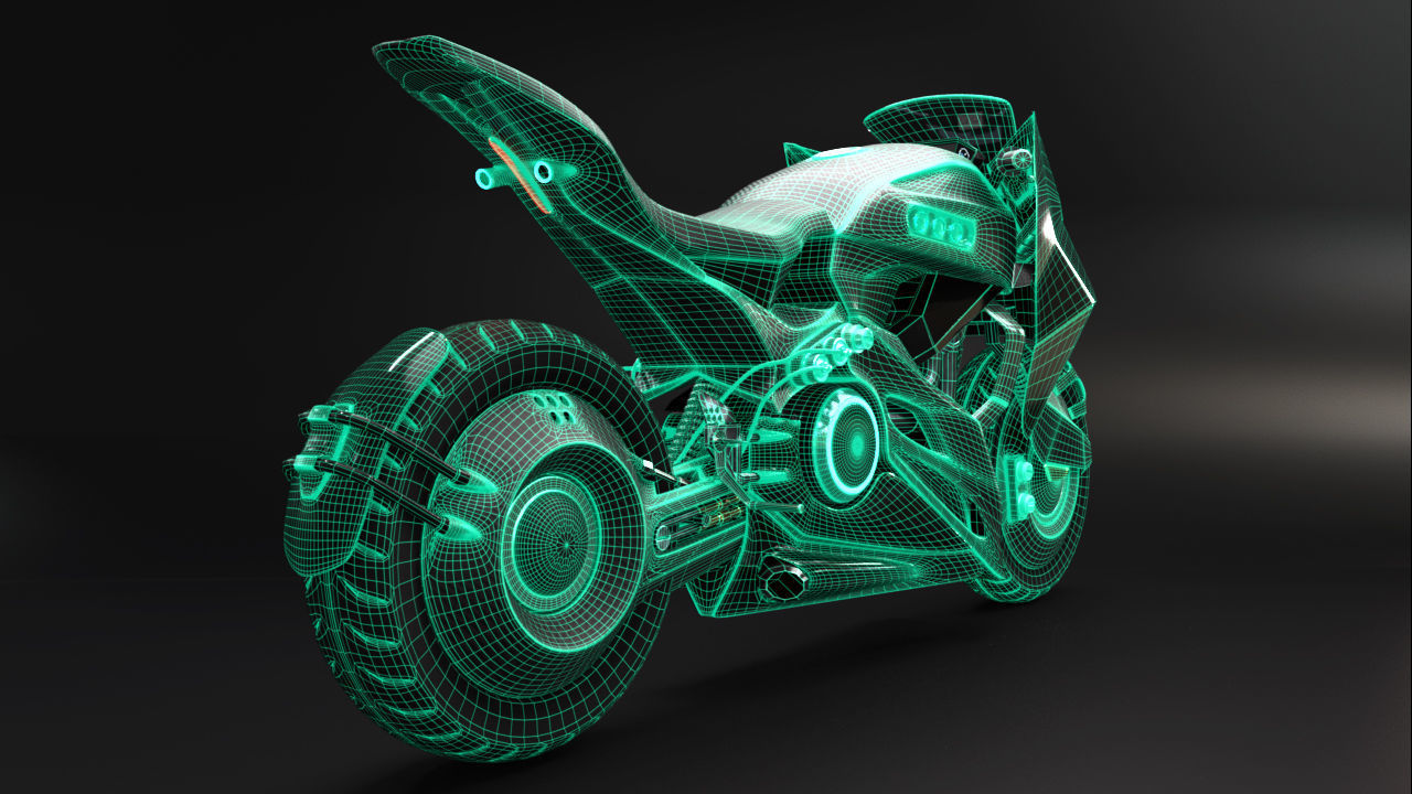 Sci Fi futuristic motorcycle 3D model_14